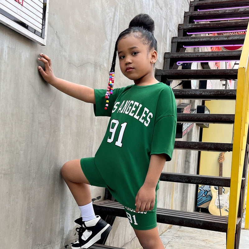 Conjunto de short e camiseta de menina Los Angeles