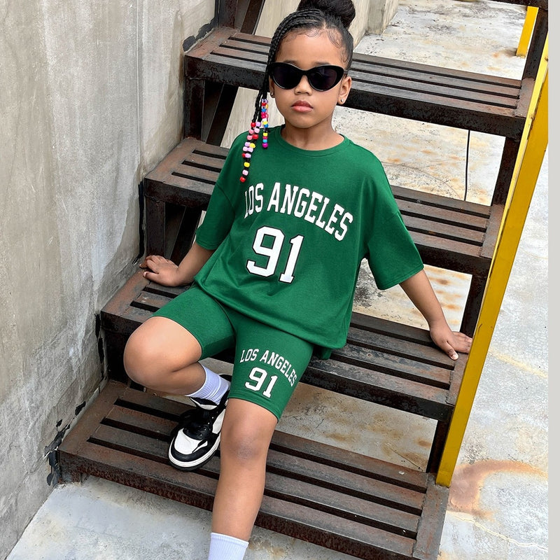 Conjunto de short e camiseta de menina Los Angeles