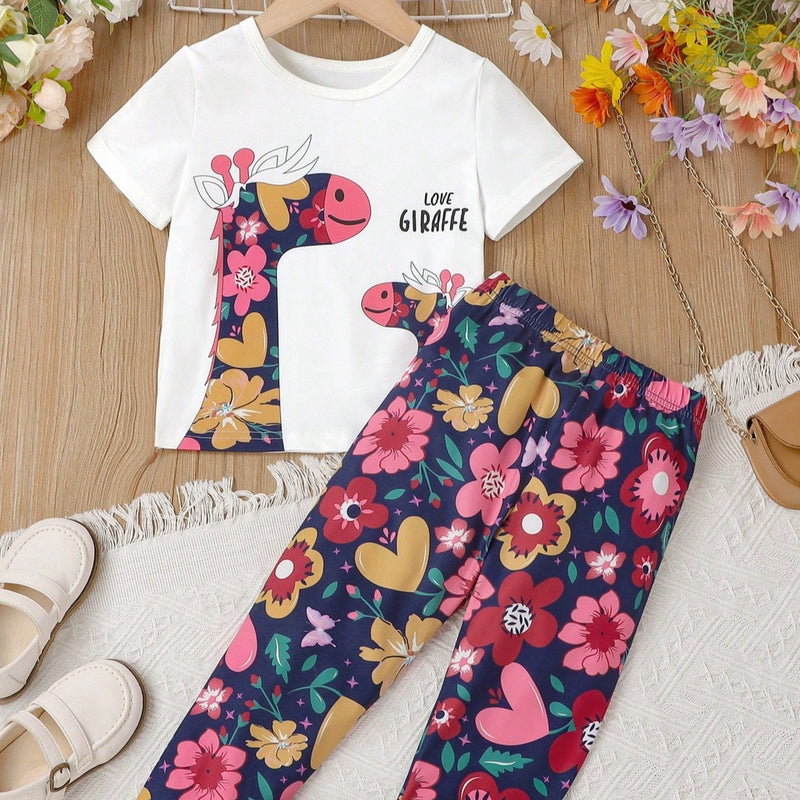 Conjunto de Calça e Camiseta Girafa