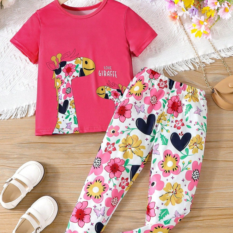 Conjunto de Calça e Camiseta Girafa