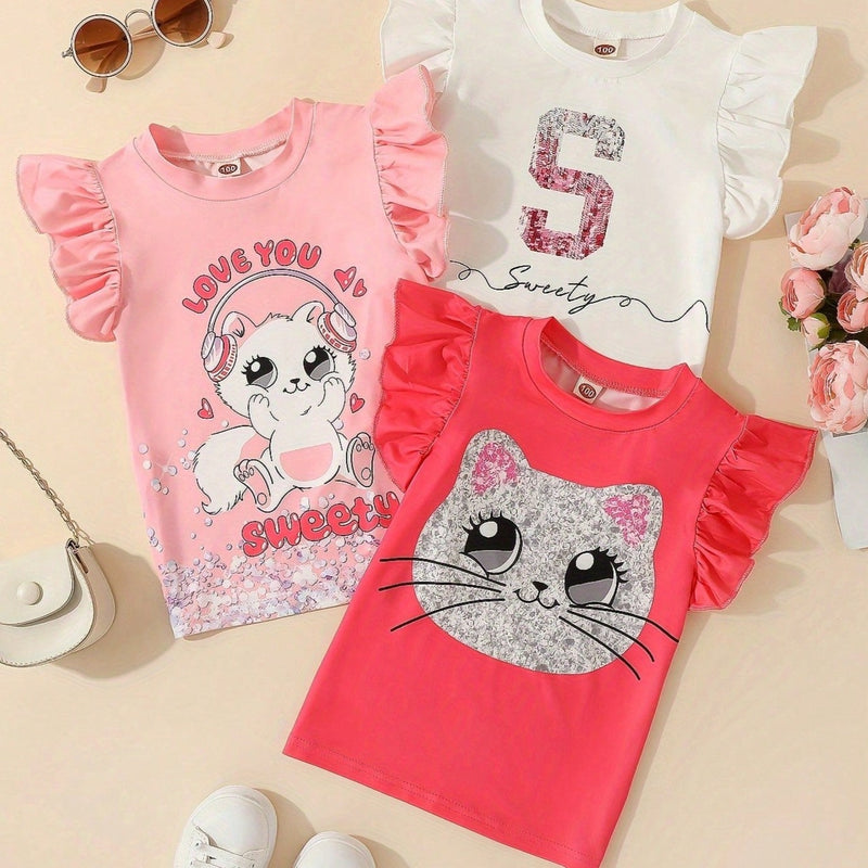 Kit 3 peças camisetas estampadas Manuela