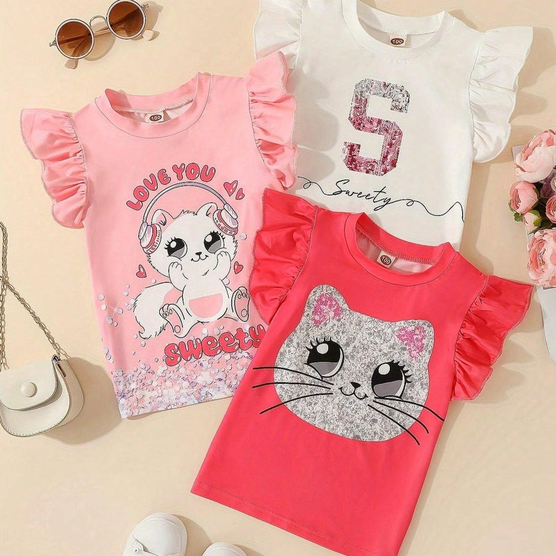 Kit 3 peças camisetas estampadas Manuela