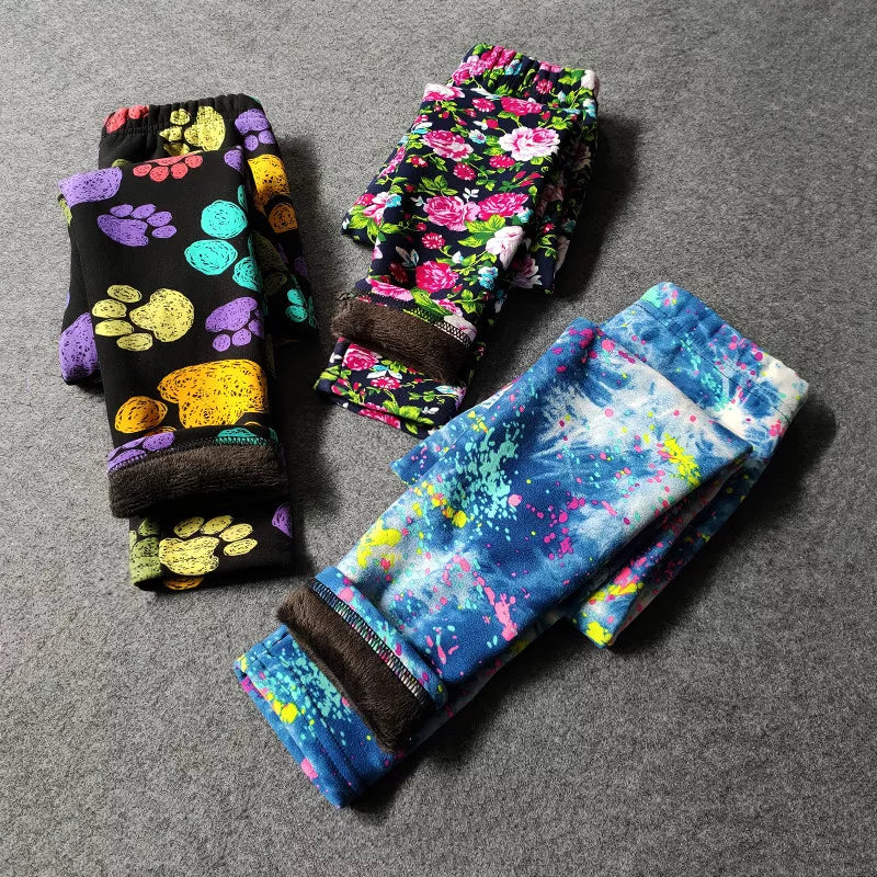 Leggings de veludo para menina estampada