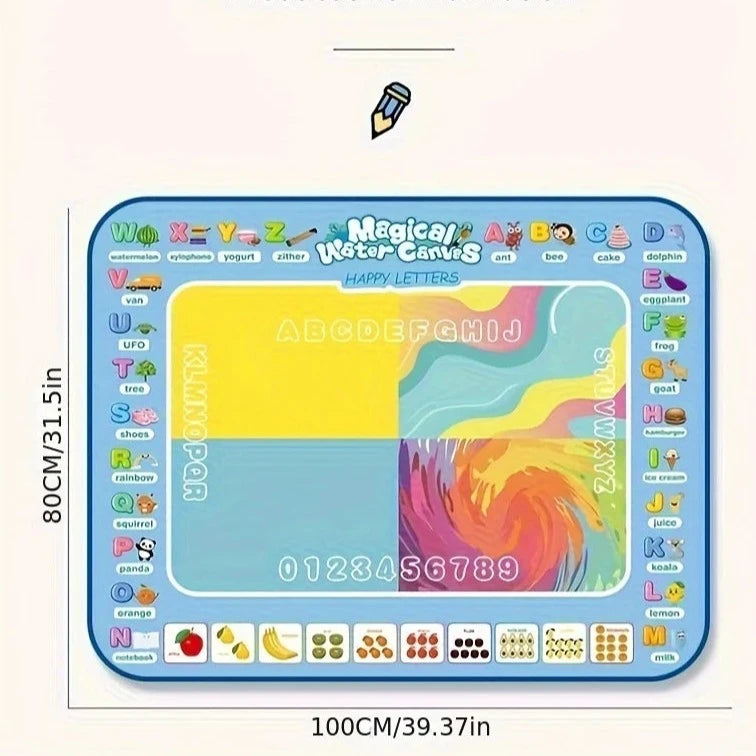 Tapete de água mágica com canetas mágicas reutilizáveis, tábua de pintura montessori, brinquedos educativos para crianças